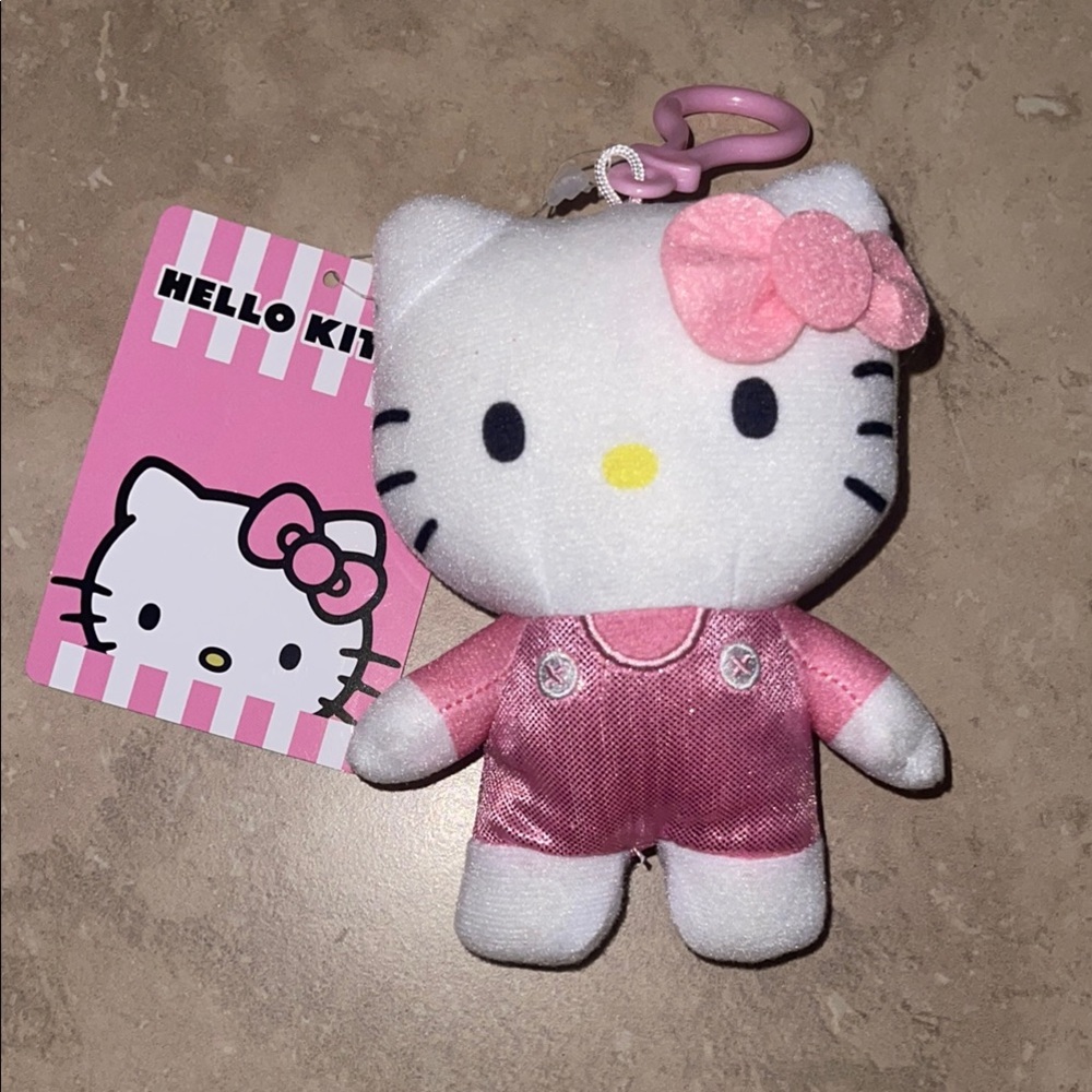 Hello Kitty Pink and White Stuffed Animal Keychain